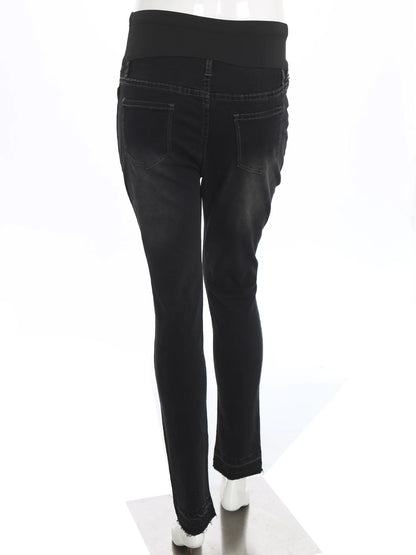 Pregnant Women High Waist Support Belly Jeans Maternity Hip Lifting Elastic Denim Pants Daily Work Wear Streetwear Loungewear