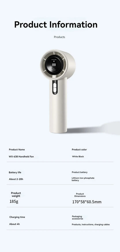 Xiaomi 2025 Handheld high-speed fan USB charging mini portable 100 speed turbo violent small fan 3000mAh For Sport