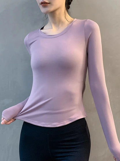 Yoga Tops for Women, Long-Sleeved Fitness Clothes, Sportswear, Running Training Clothes, Breathable Quick-Drying Clothes, Pilates High-End Sportswear