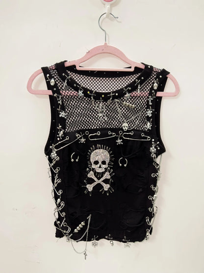 Cross Tank Tops y2k clothes y2k crop top Gothic Tank Tops Punk  Tops harajuku fashionSkull Tank Tops bustier top gothic clothes