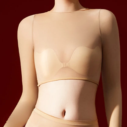 Sexy Women 5D 912 Pin Glove Sleeve Short Top Elastic T-shirt Sheer See Through Maid Tights Oil Glossy Shiny Crop Tops Yoga Wear