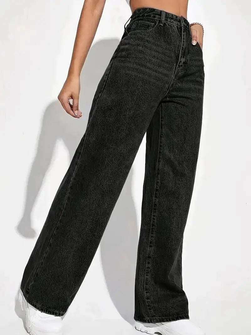 Spring 2026 New High Waist Straight Slim Jeans Women Mopping Wide Legs European and American Loose Jeans