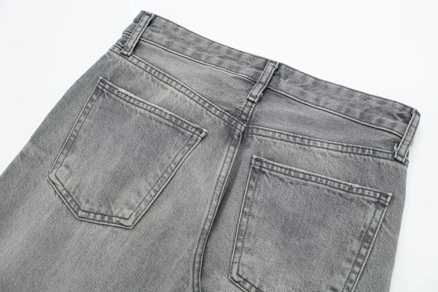 HH Female Fashion Denim Jeans Loose Solid Long Pants With Gradient All Match Streetwear Mujer Casual Baggy Chic Trousers