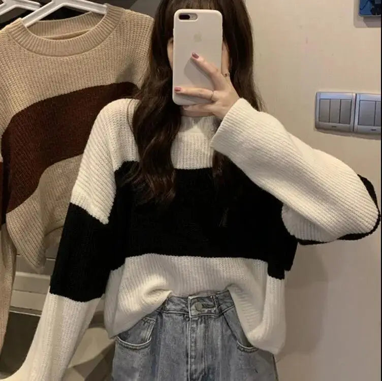 Tops Sweaters For Women With Headings Ladies Sweater Pullover Cropped Autumn 2025 Trend Cute Kawaii Black Knitted High Quality
