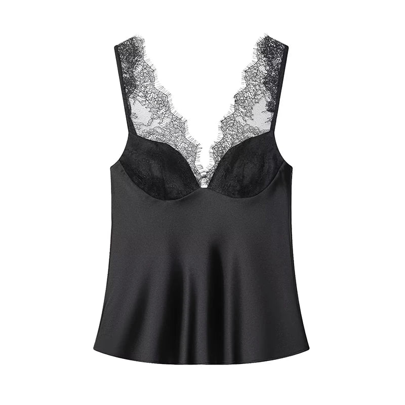 Women's Tops Fashion Lace Sexy Backless Sleeveless Tops Female Chic Tops