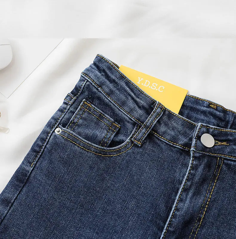 Black Grey Jeans Women's Slimming Cropped Pants Chic Versatile Student Short Trousers Long Pants Slim Fit Sihouette Smoothing