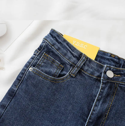 Black Grey Jeans Women's Slimming Cropped Pants Chic Versatile Student Short Trousers Long Pants Slim Fit Sihouette Smoothing