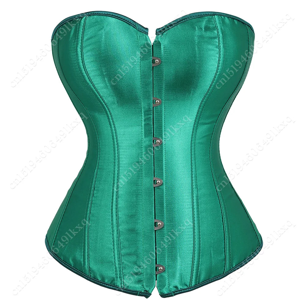 Corset Tops for Women Overbust Bustier Satin Sexy Lace up Corset Orange