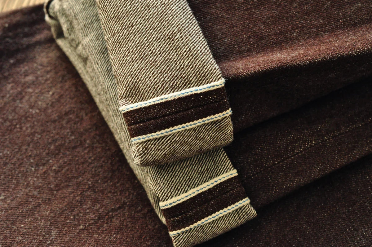 Saucezhan Men Jeans Brown Jeans Men Jeans Trousers  Selvedge Denim Jeans for Men Taper Fit Mens Jeans vintage 13.8 Oz