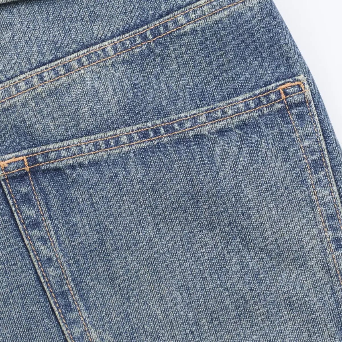 HH Women's 2025 New Fashion Retro Versatile Mid-Waist Turn-Down Jeans Female High Street Casual Ripped Decorative Wide Leg Pants