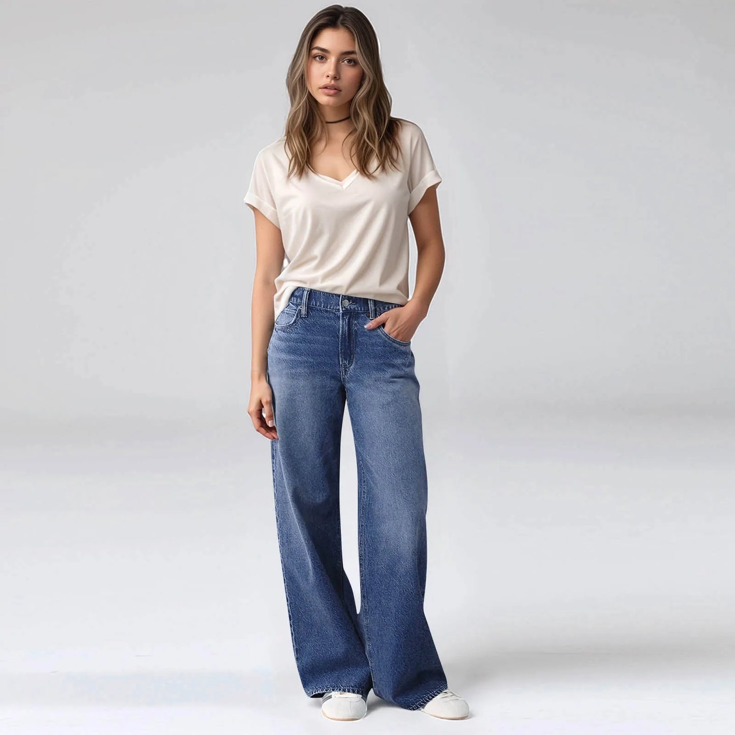 High Waist Straight Leg Jeans for Women New Style Cross-Border High Waist Slim Fit Long Jeans Trendy Women's Denim Pants