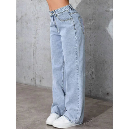 Women's High Waist Straight Leg Jeans plus Size Loose Casual Autumn Pants Sweet And Spicy Style 2025