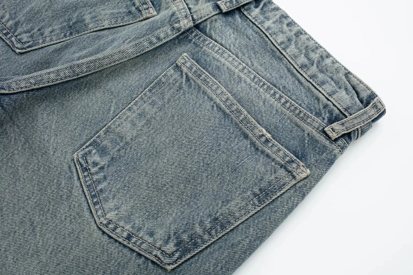 HH Female Fashion Denim Jeans Loose Solid Long Pants With Gradient All Match Streetwear Mujer Casual Baggy Chic Trousers