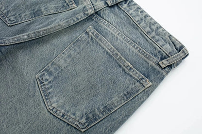 HH Female Fashion Denim Jeans Loose Solid Long Pants With Gradient All Match Streetwear Mujer Casual Baggy Chic Trousers