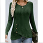 Women's Clothing Western Tops 2024 hot autumn new waist cinched round neck tight long sleeved top Europe America T-Shirts Tees