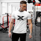 Men's Gym Fitness Clothing Man Cotton Sports Short Sleeve T-shirt Running Training Slim Printed Shirt Sweatshirt Casual Tops
