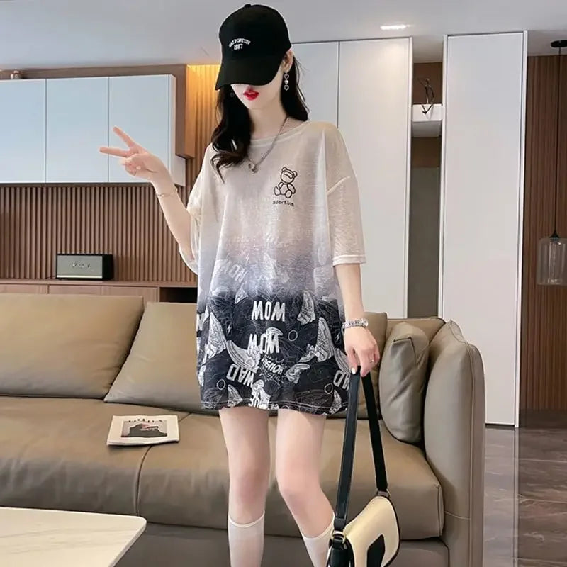 Tops Woman Summer Outfit Baggy T Shirt for Women Graphic Long Short Sleeve Clothing Female Korean Reviews Clothes Emo Tee Y2k
