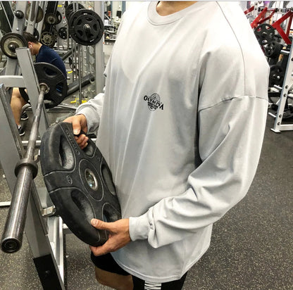 Men's Gym Sporting Clothing Male Fashion Bodybuilding Fitness Workout Long Sleeve T-Shirt Running Sweatshirt Casual Tees Tops