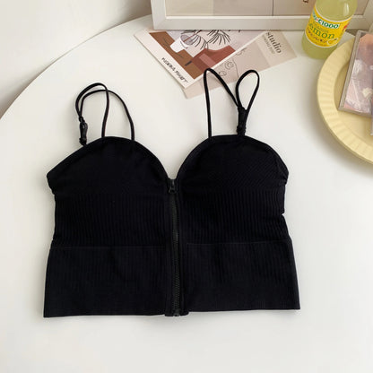 HELIAR Ziper Fly Crop Tops Wish Padded Underwear Tube Tops Women Cottons Crop Tops Basic Tops Women Basic Crop Tops 2025 Summer