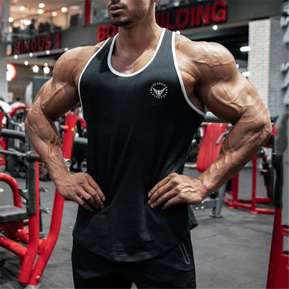 Gym Bodybuilding Sports T-shirt Workout Muscle Vest Fitness Cotton Breathable Sleeveless T-shirt Men Training Tank Tops