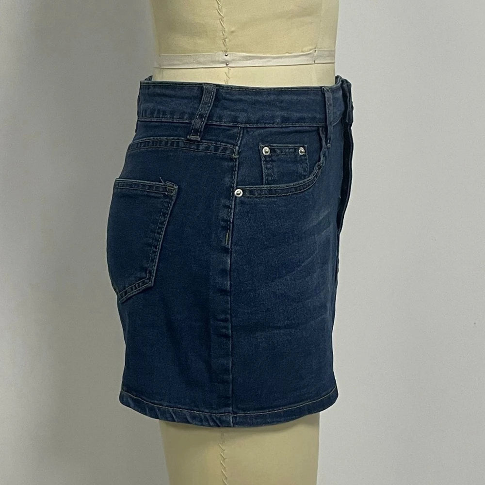 Womens Denim Short Skirts Jeans Straight High Waist Casual Sexy Girls Slim Mini Lovely Basic Vintage Students Streetwears