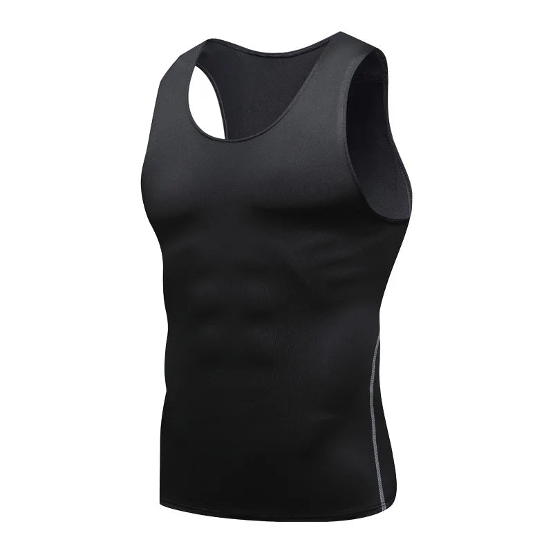Men's Gyms Clothing Sports Fitness Tank Top Quick Dry Vest Workout Running Sportswear Tops Round Neck Sports Shirt