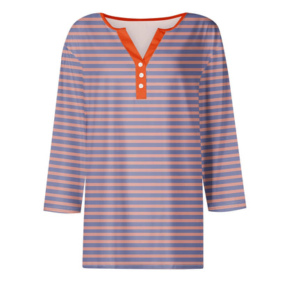 Tops For Women Women'S T Shirt Tee Print Button 3/4 Sleeve Daily Weekend Fashion Basic V Neck Regular Top Ropa De Mujer New