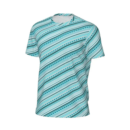 Gym T Shirt For Mens Retro Dots And Stripes T Shirts Fashion Blue Line Design Summer Tees O Neck Basic Graphic Clothes Plus Size