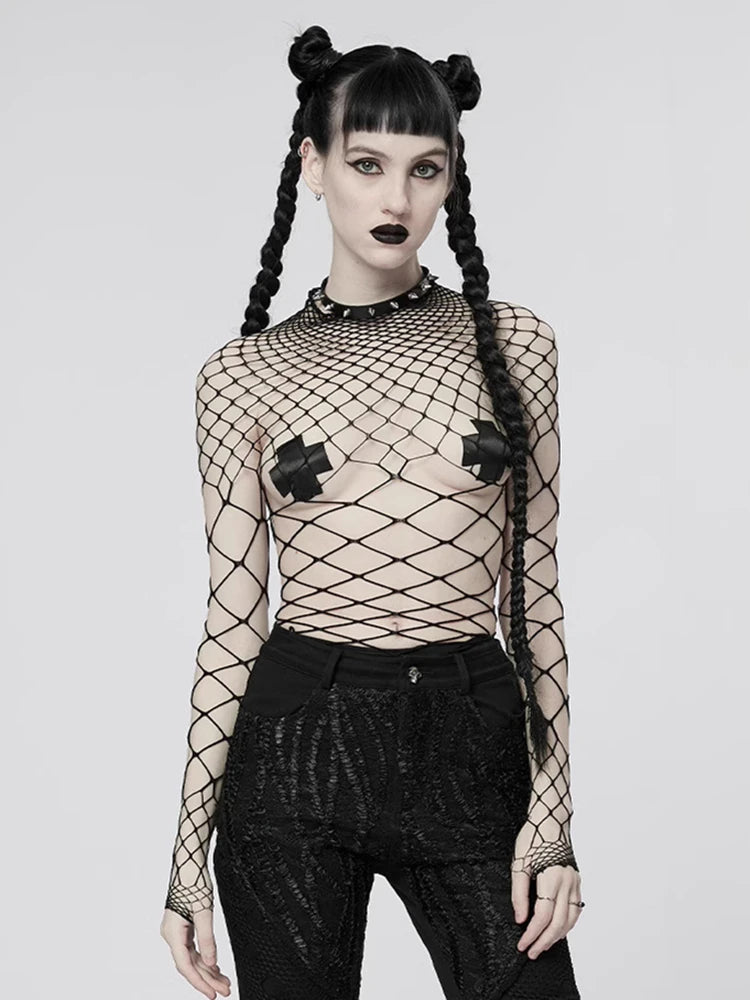 Crop Top Woman Crop Tops for Women Trashy Y2k 2000s Tops Fishnet Emo Aesthetic Women's Blouses 90s Clothes Vintage Sexys
