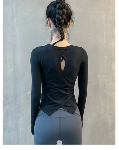 Yoga Tops for Women, Long-Sleeved Fitness Clothes, Sportswear, Running Training Clothes, Breathable Quick-Drying Clothes, Pilates High-End Sportswear