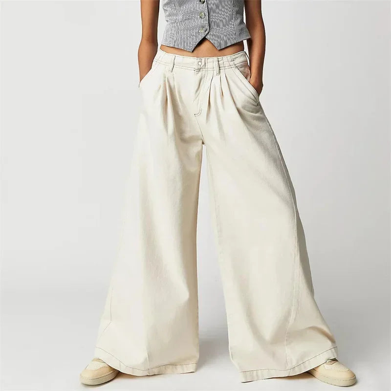 Fashion Vintage High Waist Wide Leg Jeans Women Loose Denim Pants Female Daily Commuter Casual Flared Trousers Trend Streetwear
