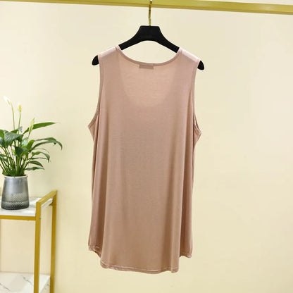 Women Long Tank Tops O-Neck Fashion Print Beauty's Head Casual Loose sleeveless T-shirt streetwear camis tops