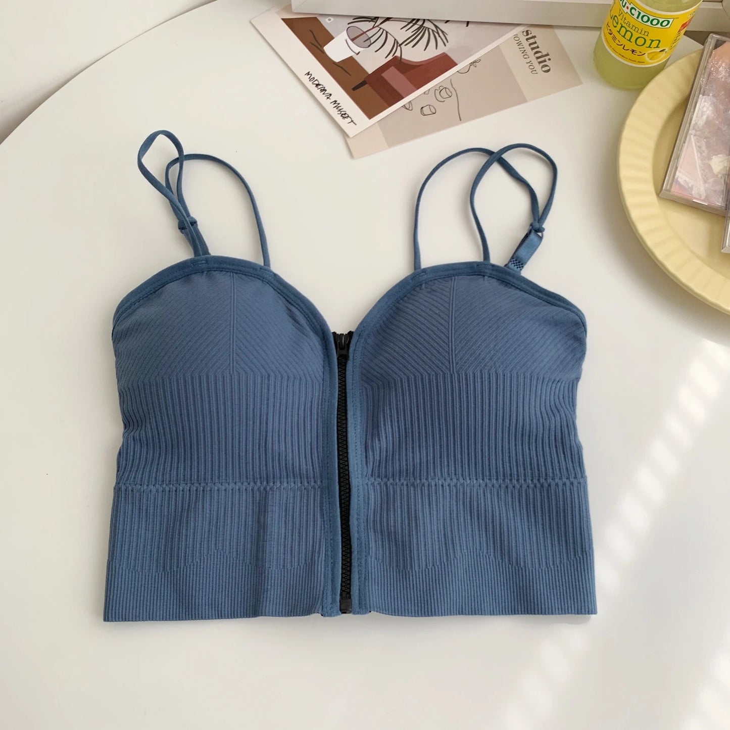 HELIAR Ziper Fly Crop Tops Wish Padded Underwear Tube Tops Women Cottons Crop Tops Basic Tops Women Basic Crop Tops 2025 Summer