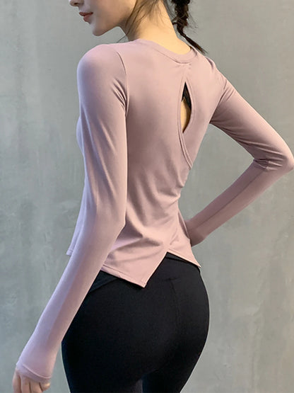 Yoga Tops for Women, Long-Sleeved Fitness Clothes, Sportswear, Running Training Clothes, Breathable Quick-Drying Clothes, Pilates High-End Sportswear
