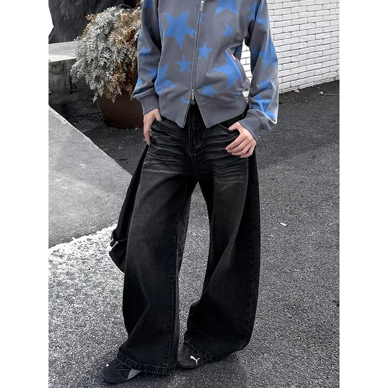YIBASHU Women Y2k Jeans Harajuku Aesthetic Japanese 2000s Style Baggy Denim Trousers Vintage Oversize Jean Pants Trashy Clothes