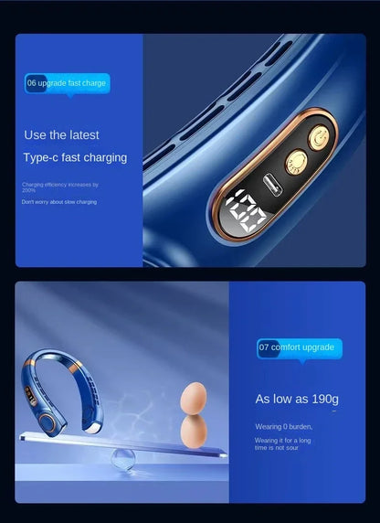 XIAOMI Charging Neck Fan 5 Speed Portable Digital Display 4000mAh Rechargeable Bladeless Electric fan Air Conditioner For Sport