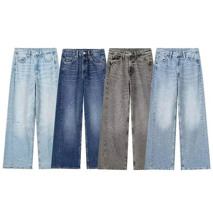 HH Jeans For Women 2023 Worn In All Seasons Denim 4 Colors Long Trousers Female Cool High Street Women's Wide Leg Pants