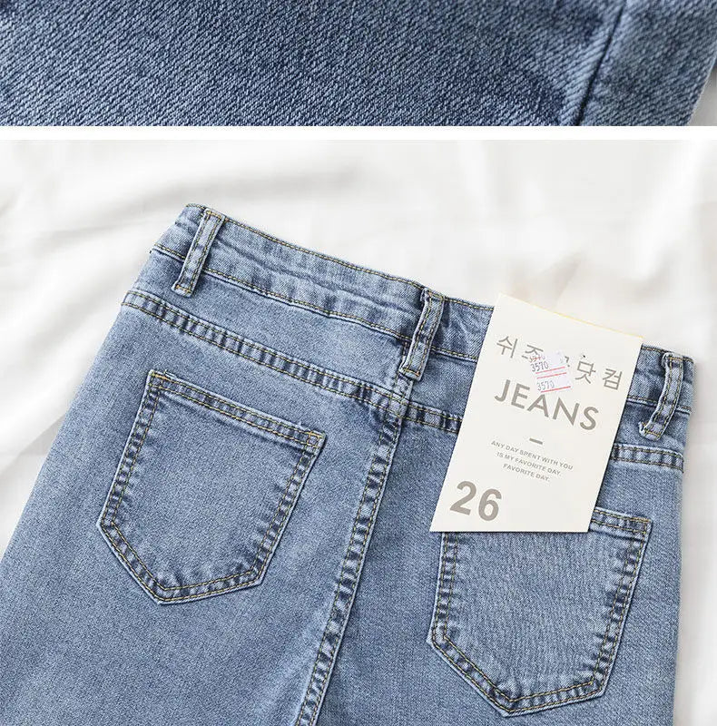 Black Grey Jeans Women's Slimming Cropped Pants Chic Versatile Student Short Trousers Long Pants Slim Fit Sihouette Smoothing