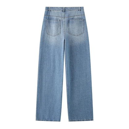 MUJER 2025 Women's Jeans Blue Baggy Jeans for Women High Waist Mom Jeans Woman Wide Leg Denim Pants Woman Jeans Summer Trousers