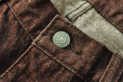 Saucezhan Men Jeans Brown Jeans Men Jeans Trousers  Selvedge Denim Jeans for Men Taper Fit Mens Jeans vintage 13.8 Oz