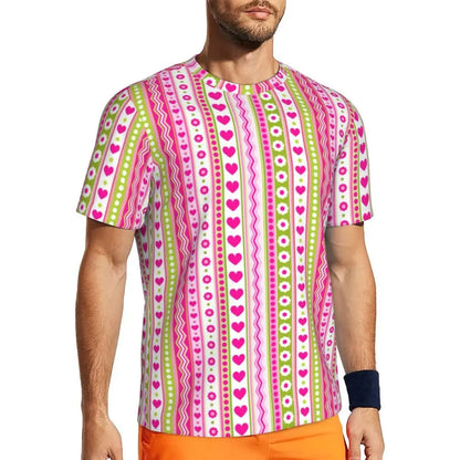 Gym T Shirt For Mens Retro Dots And Stripes T Shirts Fashion Blue Line Design Summer Tees O Neck Basic Graphic Clothes Plus Size