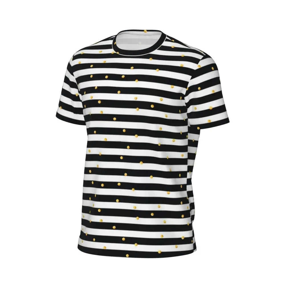 Gym T Shirt For Mens Retro Dots And Stripes T Shirts Fashion Blue Line Design Summer Tees O Neck Basic Graphic Clothes Plus Size