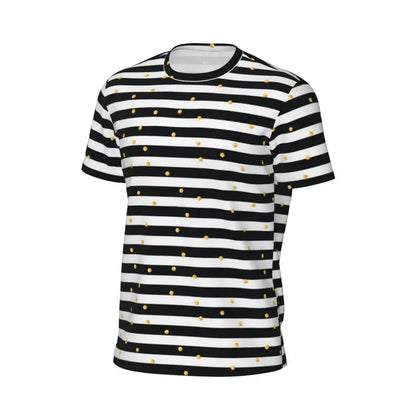 Gym T Shirt For Mens Retro Dots And Stripes T Shirts Fashion Blue Line Design Summer Tees O Neck Basic Graphic Clothes Plus Size