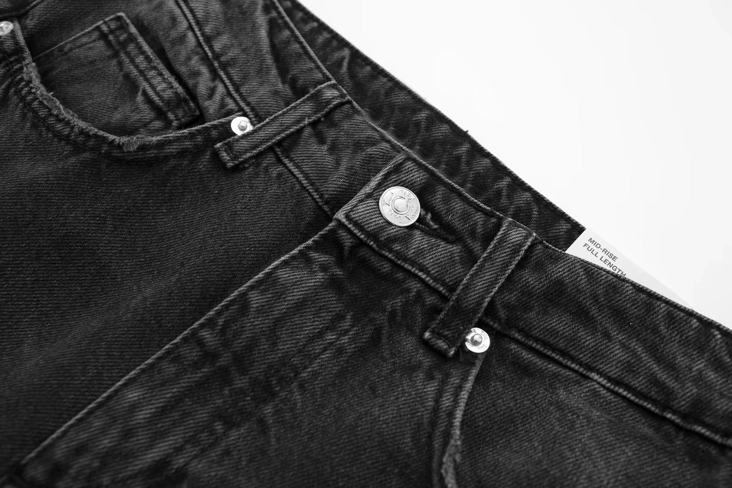 HH Female Fashion Denim Jeans Loose Solid Long Pants With Gradient All Match Streetwear Mujer Casual Baggy Chic Trousers