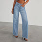 High-waisted Straight-leg Furred Jeans, Women's New Fashion High-waisted Wide-leg Pants Jeans,spring and Autumn for Women Y2k