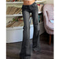 Women Vintage y2k Flared Jeans Retro Button-up Low Rise Casual Denim Pants Harajuku 2000s Aesthetic Trousers Basic Jeans