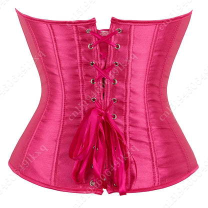 Corset Tops for Women Overbust Bustier Satin Sexy Lace up Corset Orange