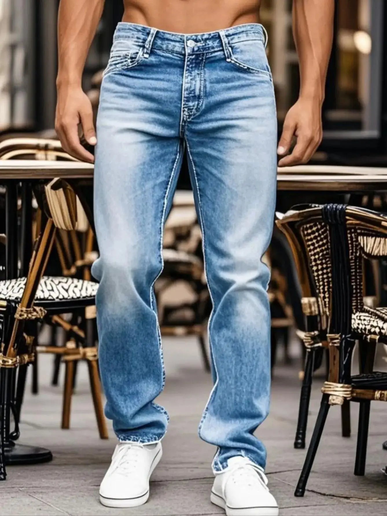 1Pc Y2K Blue Jeans Iefb Retro Frayed Jeans Denim Retro Jeans Tight Jeans