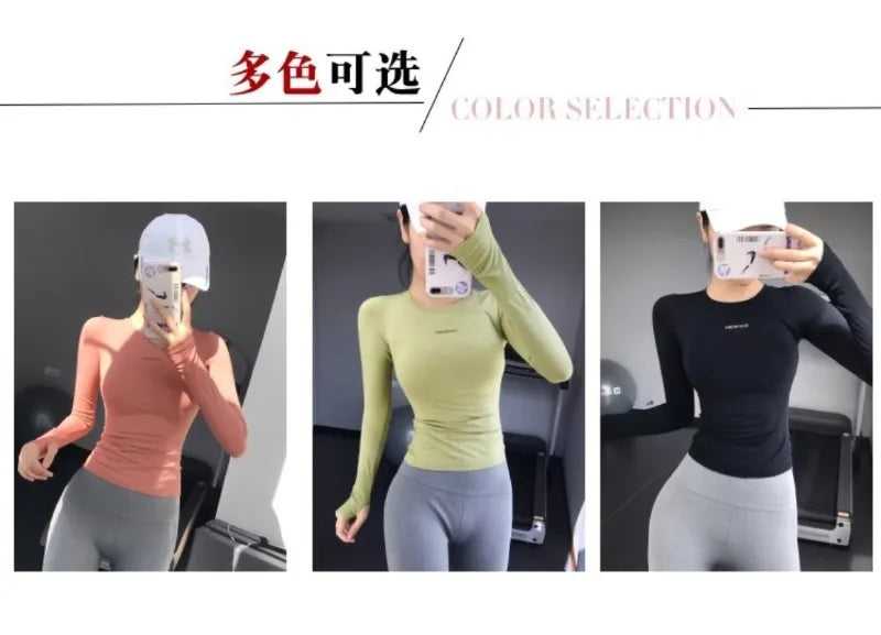 Fitness Tops Women Tight Sports Long Sleeve Yoga Clothing Running Training Clothes Gym Workout Shirt Comfortable Training Cloth