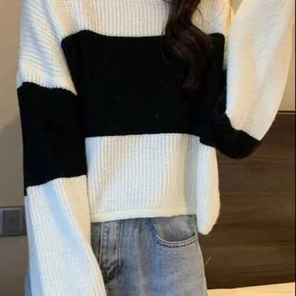 Tops Sweaters For Women With Headings Ladies Sweater Pullover Cropped Autumn 2025 Trend Cute Kawaii Black Knitted High Quality
